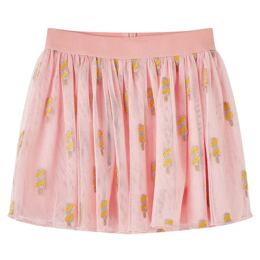 Kids' Skirt with Tulle and Popsicle Embroidery Light Pink 116