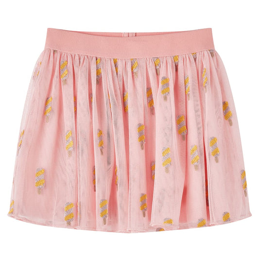 Kids' Skirt with Tulle and Popsicle Embroidery Light Pink 140