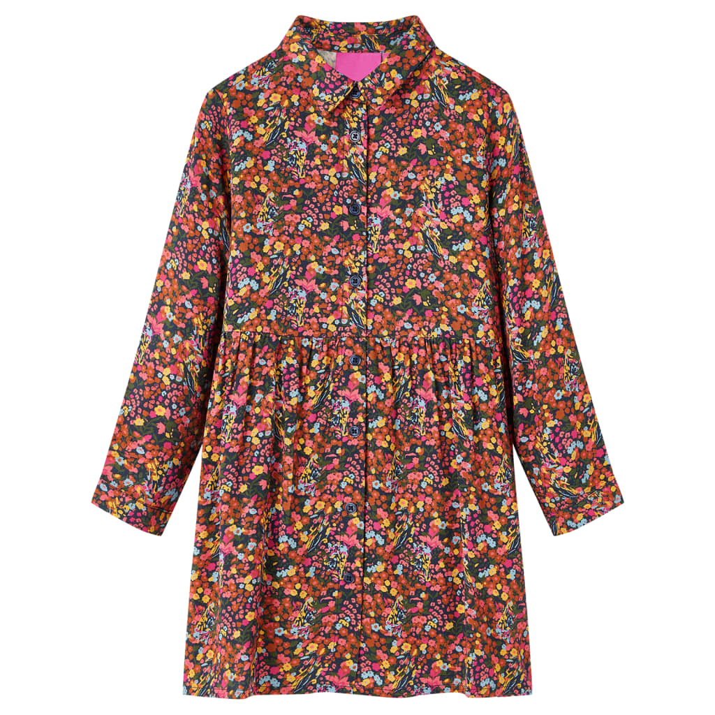 Kids' Dress with Long Sleeves Flowers Print Multicolour 104