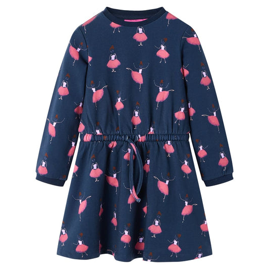 Kids' Dress Ballerina Print Navy Blue 92