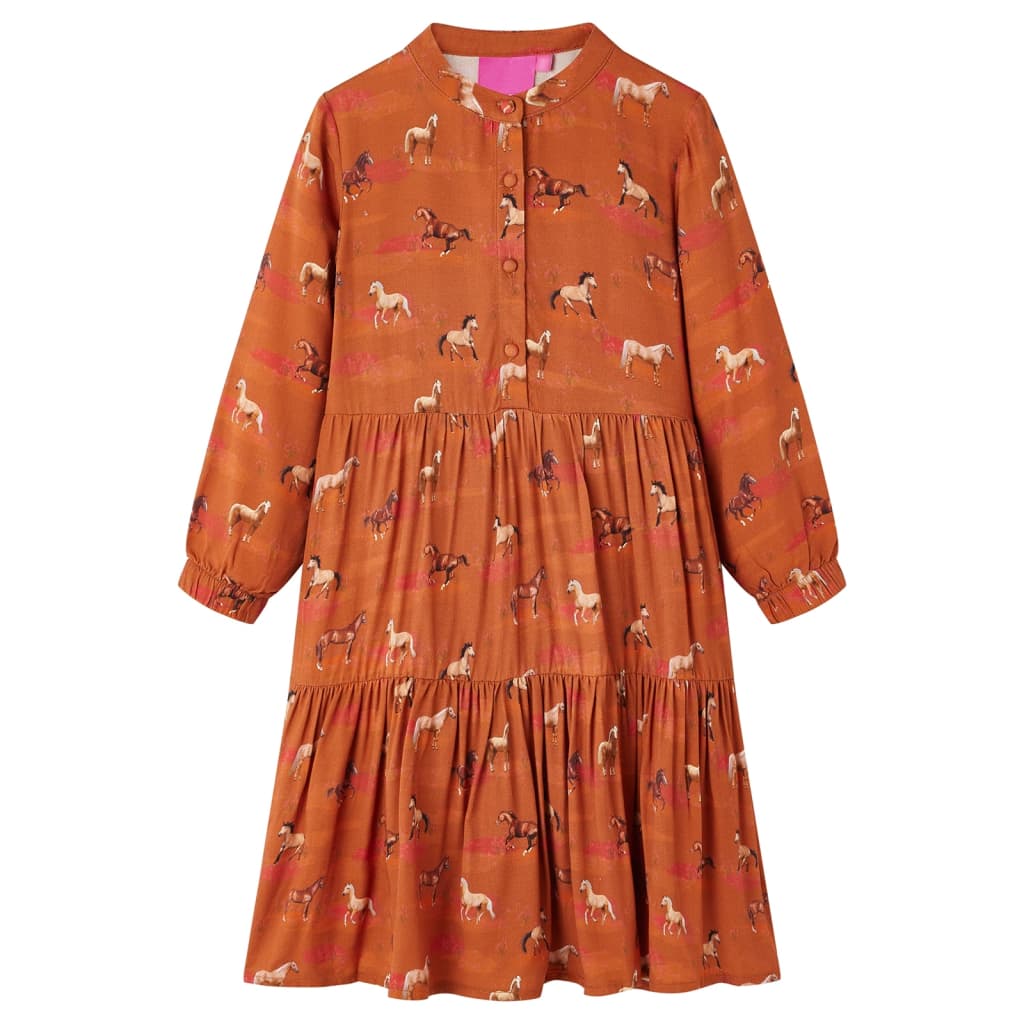 Kids' Dress Horses Print Cognac 92