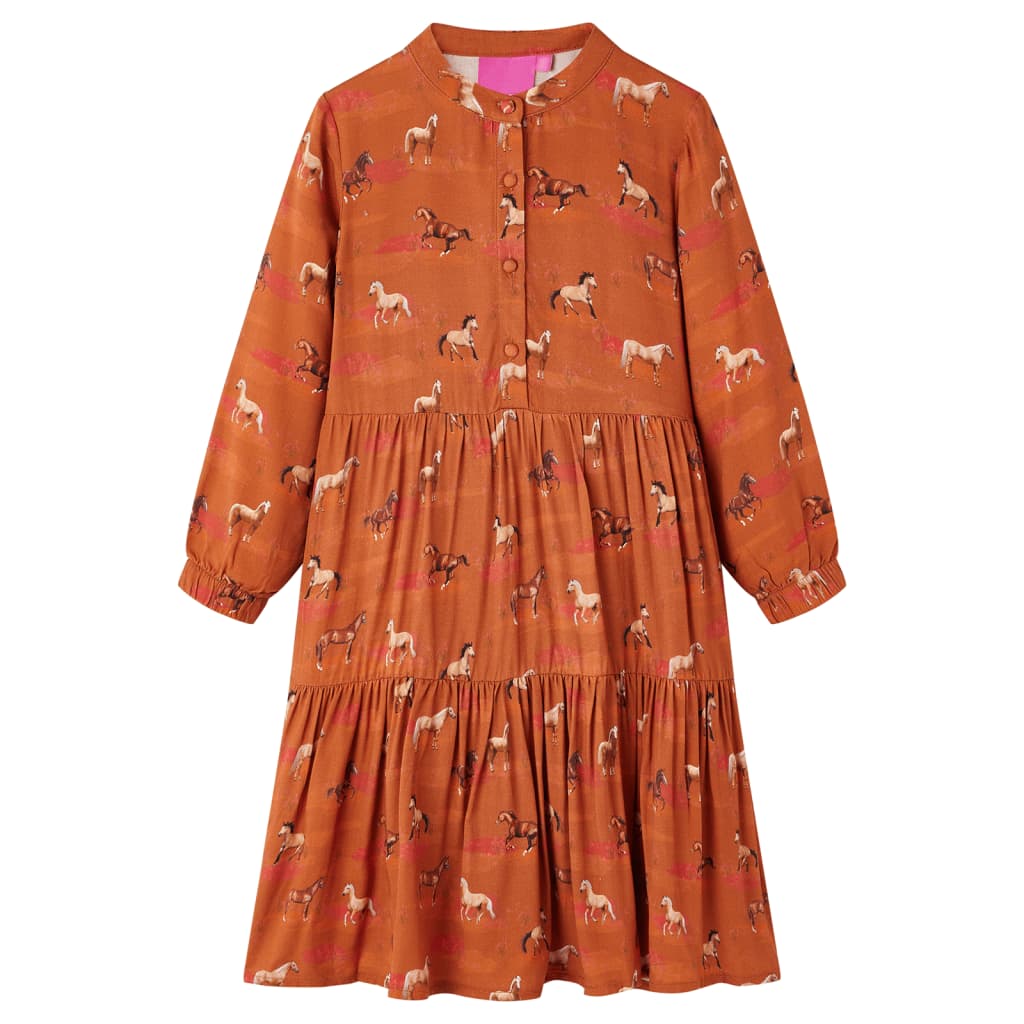 Kids' Dress Horses Print Cognac 140