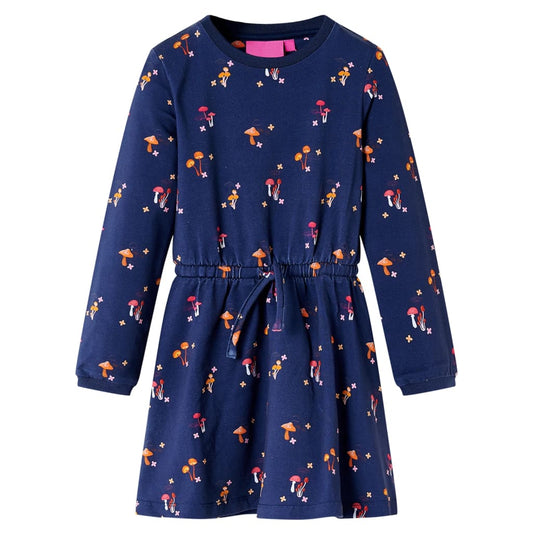 Kids' Dress Mushrooms Print Navy Blue 92