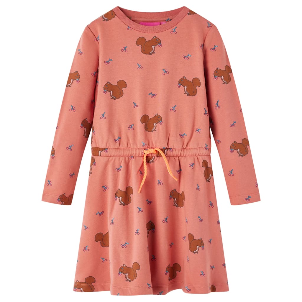 Kids' Dress Squirrels Print Old Rose 140