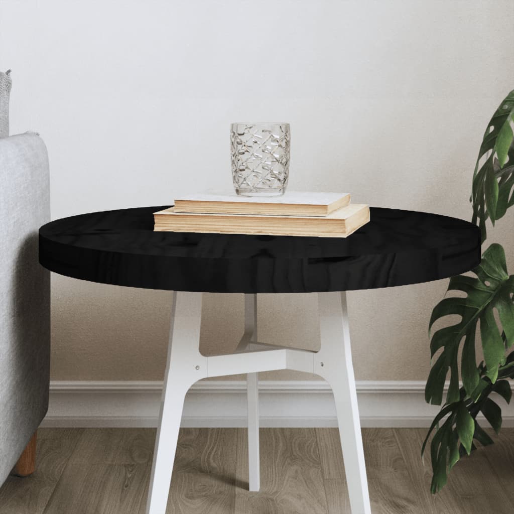 vidaXL Table Top Round Black Ì÷50x3 cm Solid Wood Pine