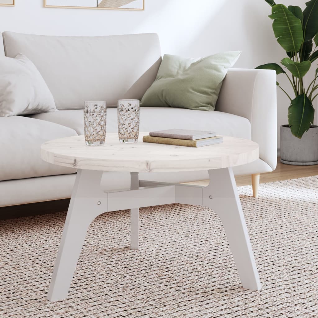 vidaXL Table Top Round White Ì÷70x3 cm Solid Wood Pine