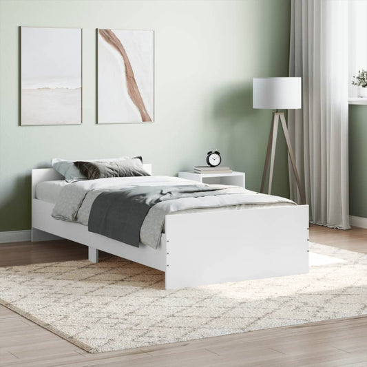 vidaXL Bed Frame White 90x200 cm Engineered Wood