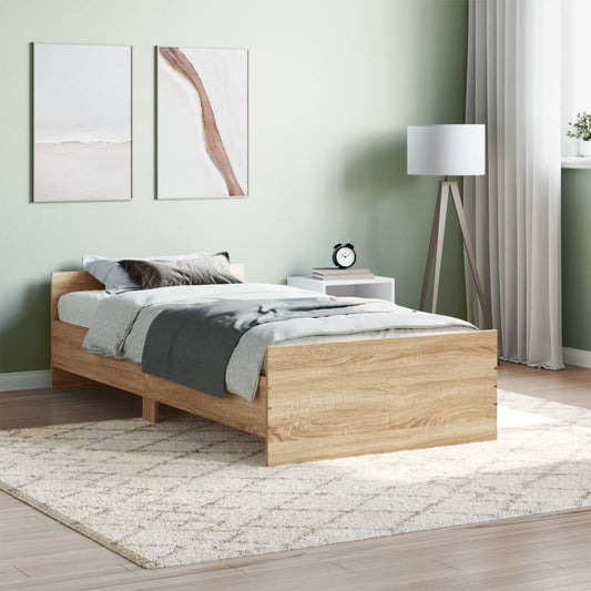 vidaXL Bed Frame Sonoma Oak 90x200 cm Engineered Wood