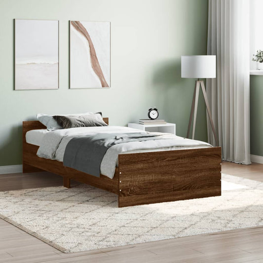 vidaXL Bed Frame Brown Oak 90x200 cm Engineered Wood