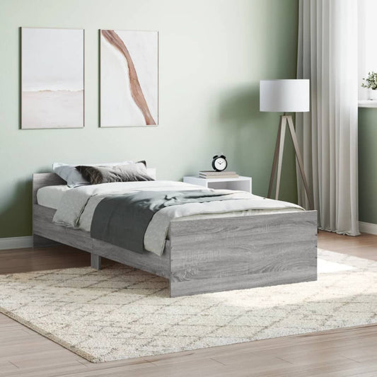 vidaXL Bed Frame Grey Sonoma 100x200 cm Engineered Wood