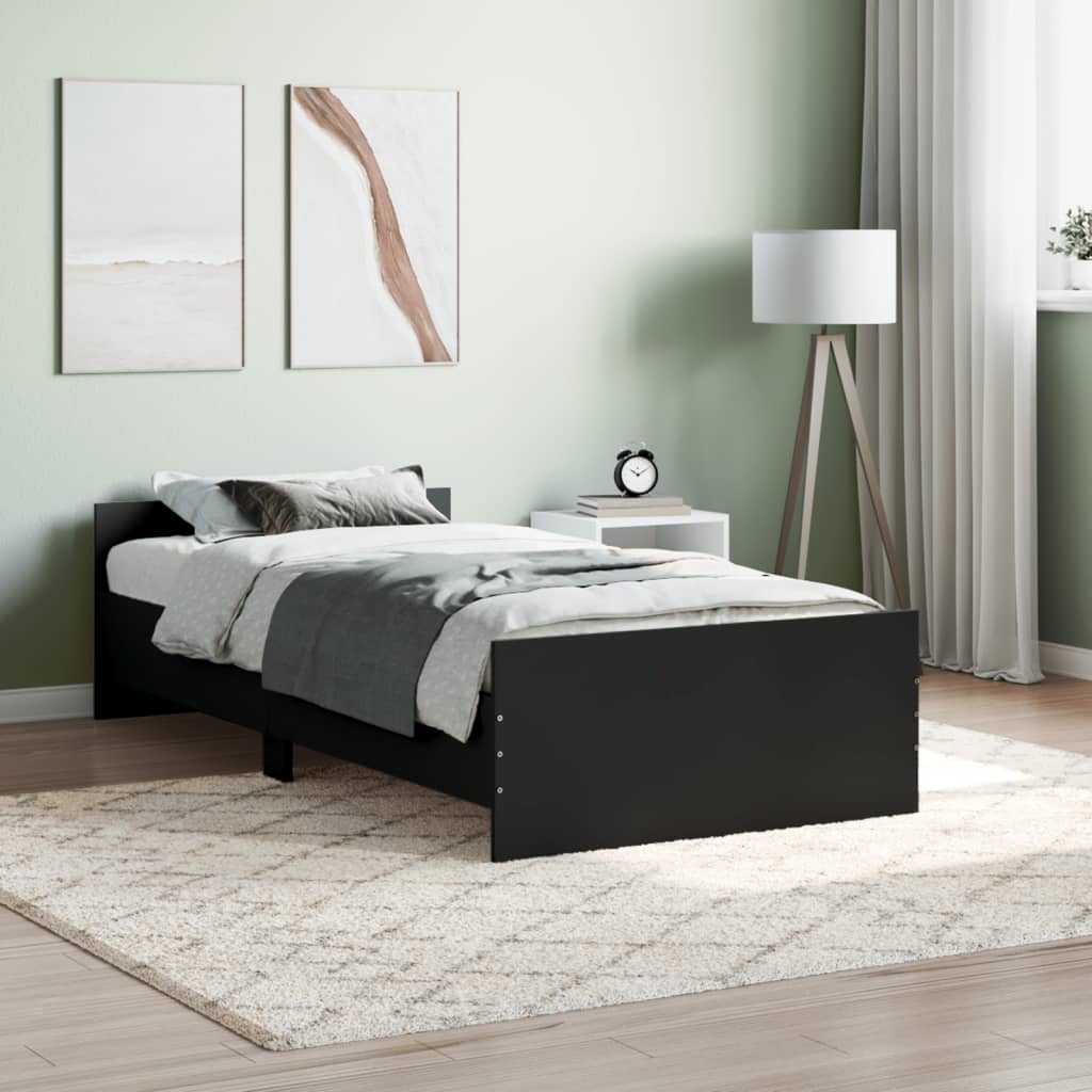 vidaXL Bed Frame Black 90x190 cm Engineered Wood