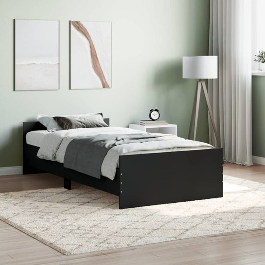 vidaXL Bed Frame Black 90x190 cm Engineered Wood