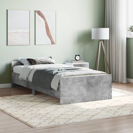 vidaXL Bed Frame Concrete Grey 90x190 cm Engineered Wood