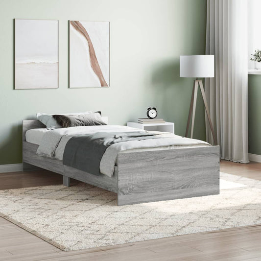 vidaXL Bed Frame Grey Sonoma 90x190 cm Engineered Wood