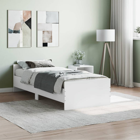 vidaXL Bed Frame White 75x190 cm Small Single Engineered Wood