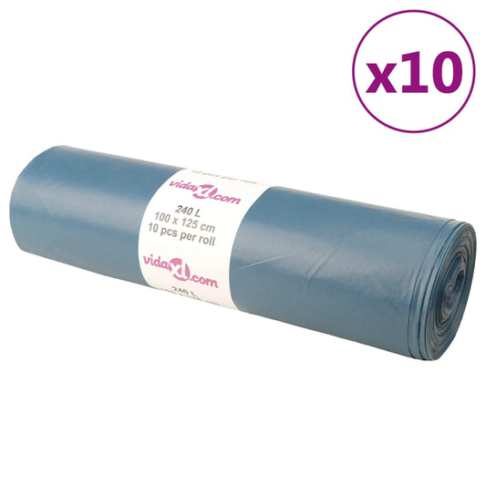 vidaXL Bin Bags 100 pcs Blue 240 L