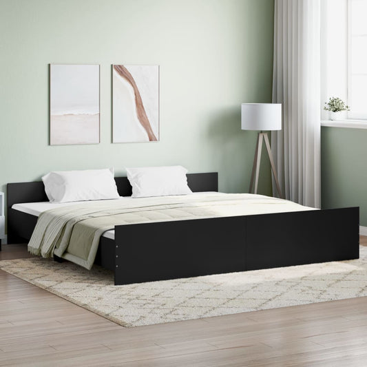vidaXL Bed Frame with Headboard and Footboard Black 200x200 cm