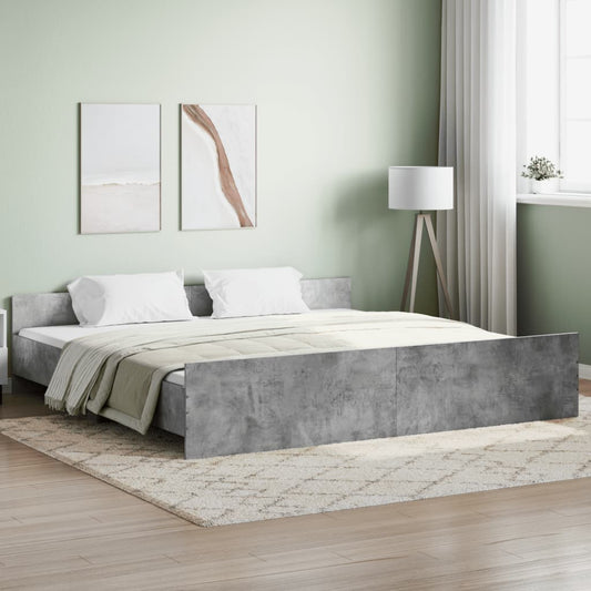 vidaXL Bed Frame with Headboard and Footboard Concrete Grey 200x200 cm