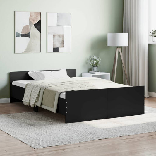vidaXL Bed Frame with Headboard and Footboard Black 120x200 cm