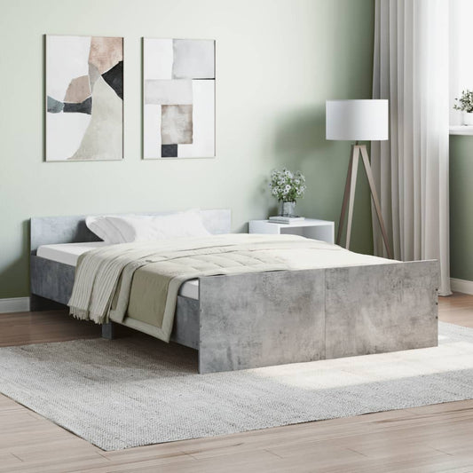 vidaXL Bed Frame with Headboard and Footboard Concrete Grey 120x200 cm