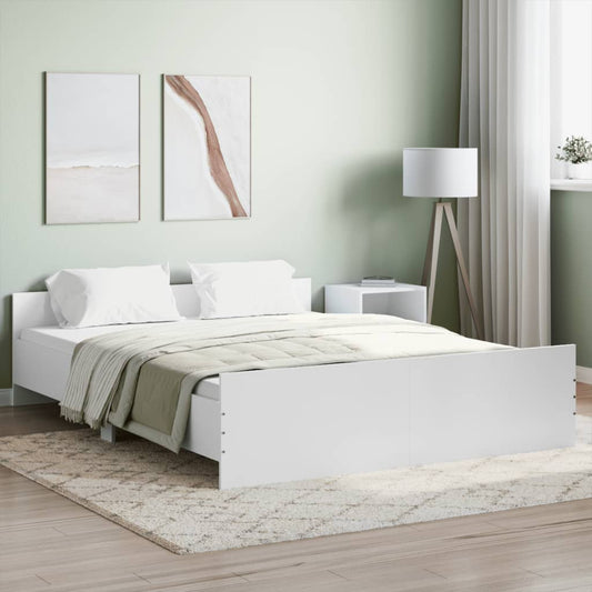 vidaXL Bed Frame with Headboard and Footboard White 140x200 cm