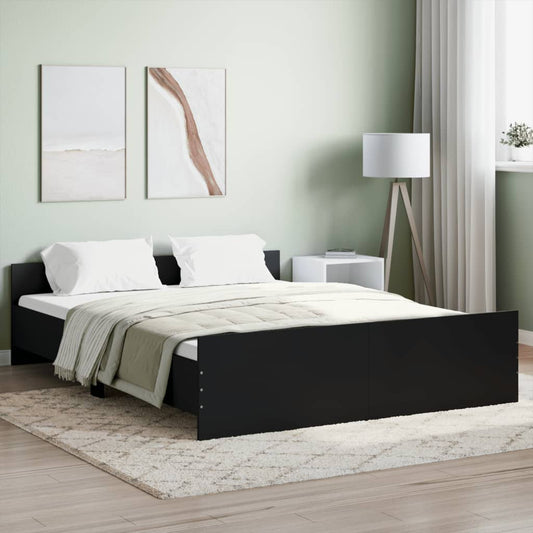 vidaXL Bed Frame with Headboard and Footboard Black 140x200 cm