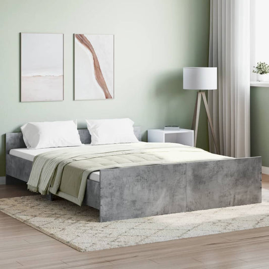 vidaXL Bed Frame with Headboard and Footboard Concrete Grey 150x200 cm