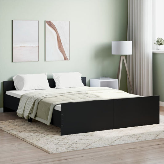 vidaXL Bed Frame with Headboard and Footboard Black 160x200 cm