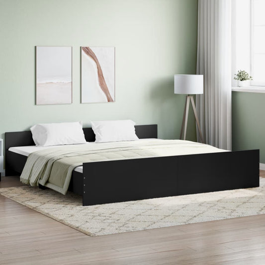 vidaXL Bed Frame with Headboard with Footboard Black 180x200 cm