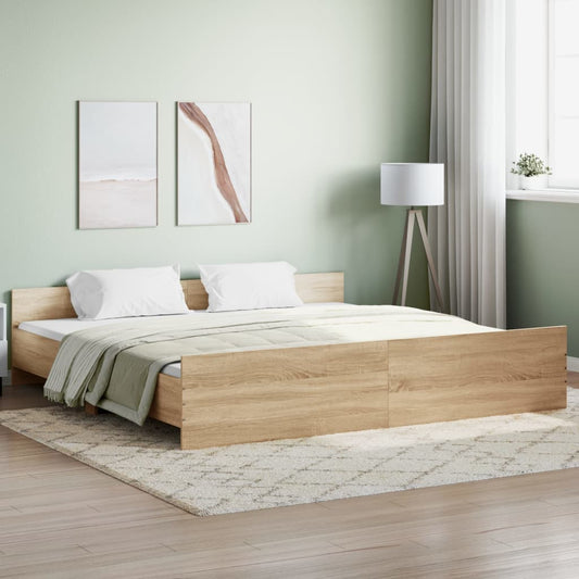vidaXL Bed Frame with Headboard with Footboard Sonoma Oak 180x200 cm