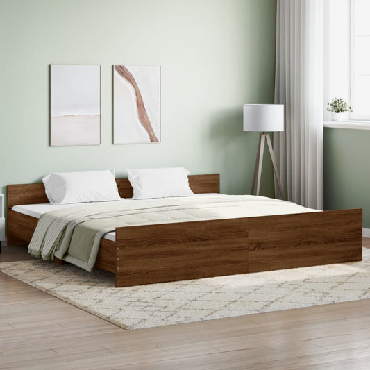 vidaXL Bed Frame with Headboard with Footboard Brown Oak 180x200 cm