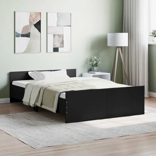 vidaXL Bed Frame with Headboard and Footboard Black 120x190 cm