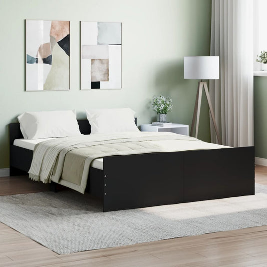 vidaXL Bed Frame with Headboard and Footboard Black 140x190 cm