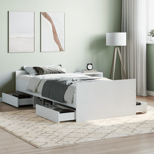 vidaXL Bed Frame with Headboard and Footboard White 90x200 cm
