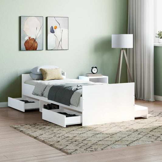 vidaXL Bed Frame with Headboard and Footboard White 75x190 cm