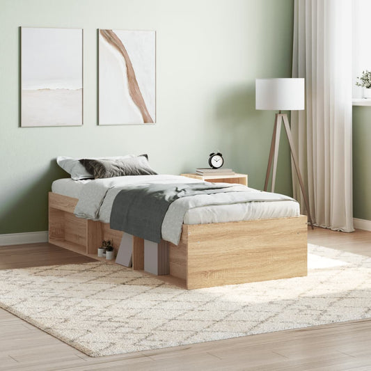 vidaXL Bed Frame Sonoma Oak 75x190 cm Small Single