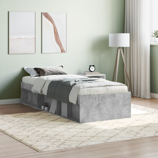 vidaXL Bed Frame Concrete Grey 75x190 cm Small Single