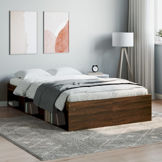 vidaXL Bed Frame Brown Oak 120x200 cm