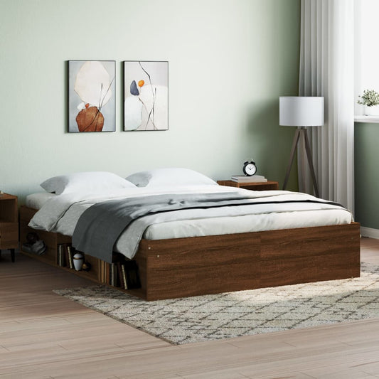 vidaXL Bed Frame Brown Oak 150x200 cm King Size