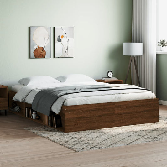 vidaXL Bed Frame Brown Oak 160x200 cm