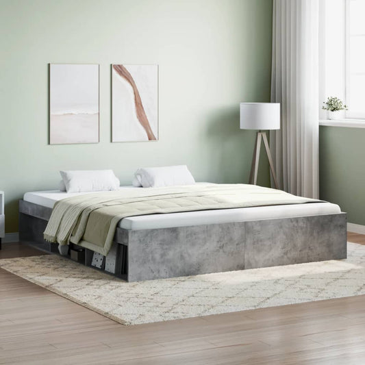 vidaXL Bed Frame Concrete Grey 180x200 cm Super King Size