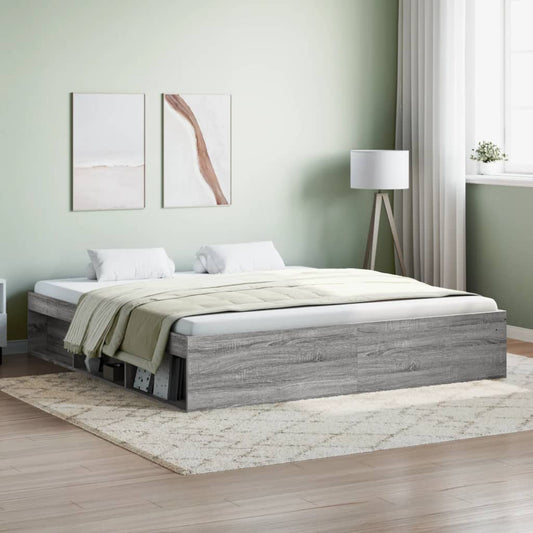 vidaXL Bed Frame Grey Sonoma 180x200 cm Super King Size