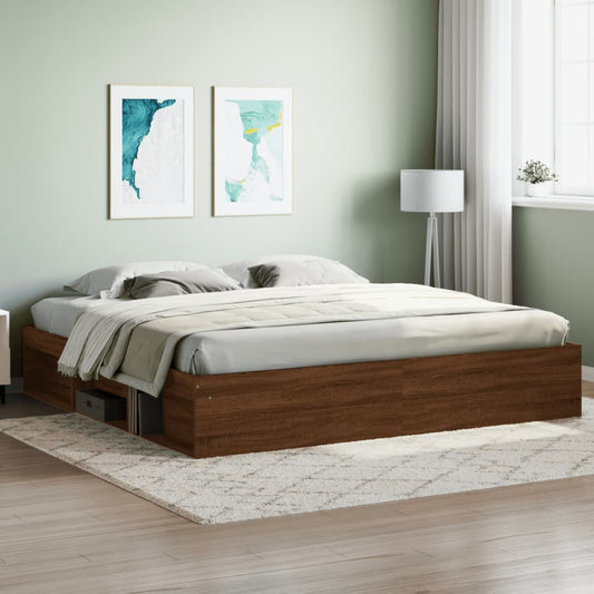 vidaXL Bed Frame Brown Oak 200x200 cm