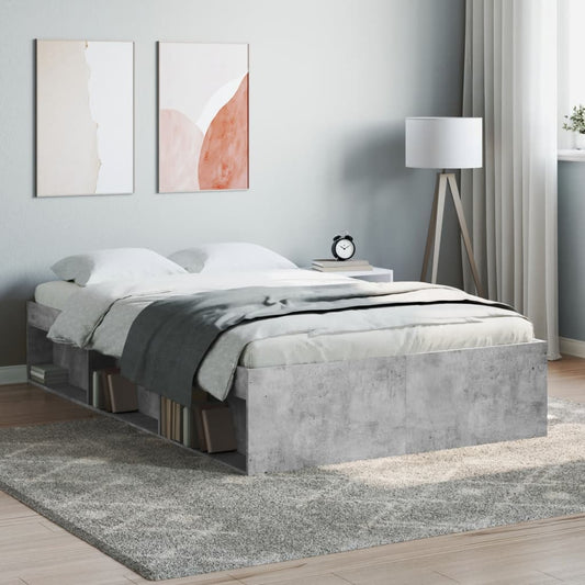 vidaXL Bed Frame Concrete Grey 120x190 cm Small Double