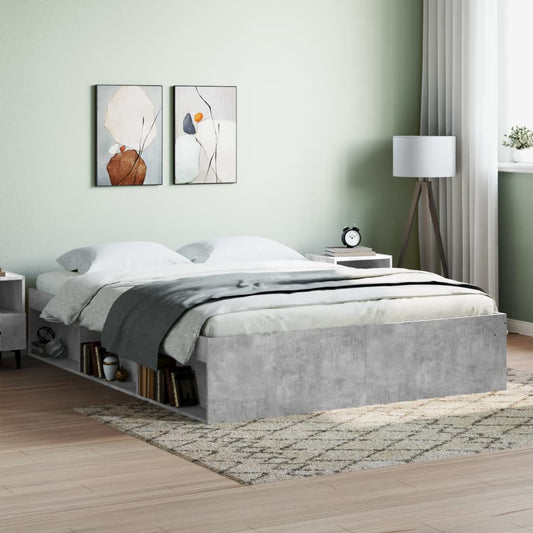 vidaXL Bed Frame Concrete Grey 140x190 cm