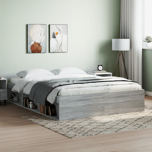 vidaXL Bed Frame Grey Sonoma 140x190 cm