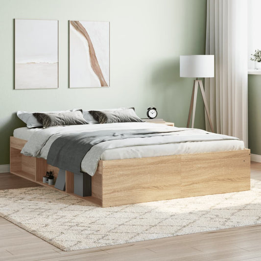 vidaXL Bed Frame Sonoma Oak 135x190 cm Double