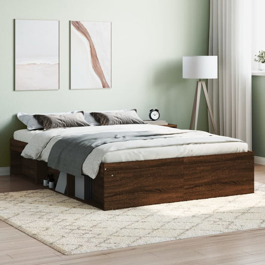 vidaXL Bed Frame Brown Oak 135x190 cm Double