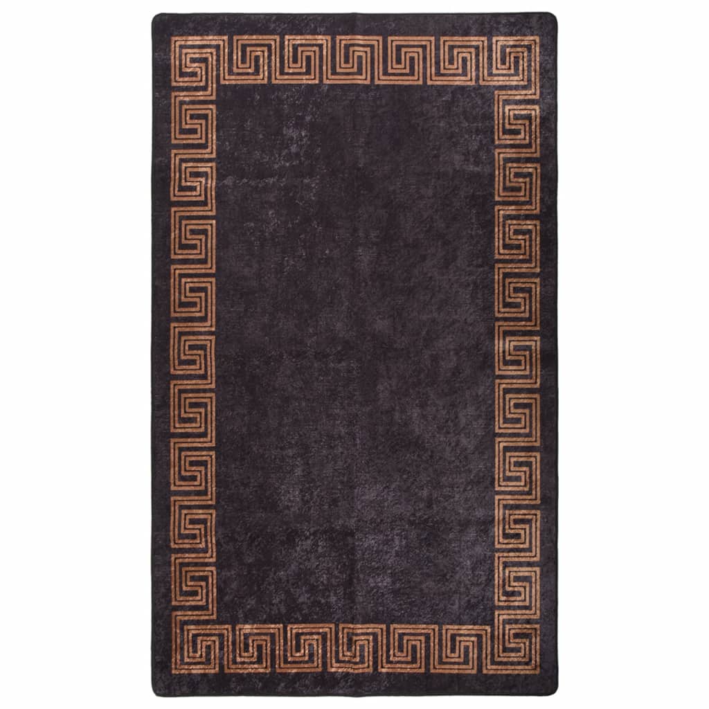 vidaXL Rug Washable Black and Gold 150x230 cm Anti Slip