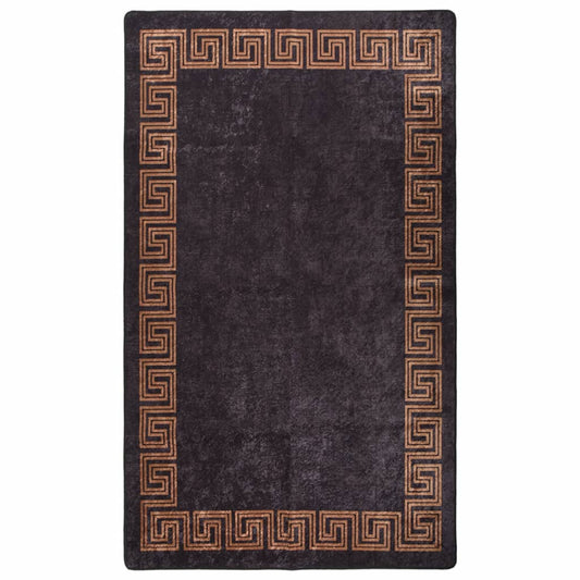 vidaXL Rug Washable Black and Gold 150x230 cm Anti Slip